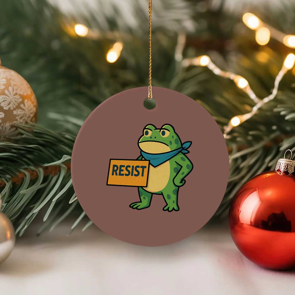 Retro Frog Resist Ceramic Ornament Free Portland Oregon Funny Cartoon Graphic - Wonder Print Shop