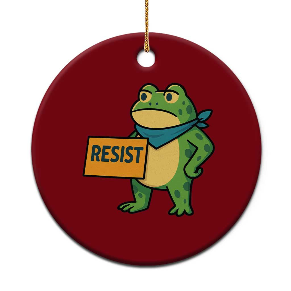 Retro Frog Resist Ceramic Ornament Free Portland Oregon Funny Cartoon Graphic - Wonder Print Shop