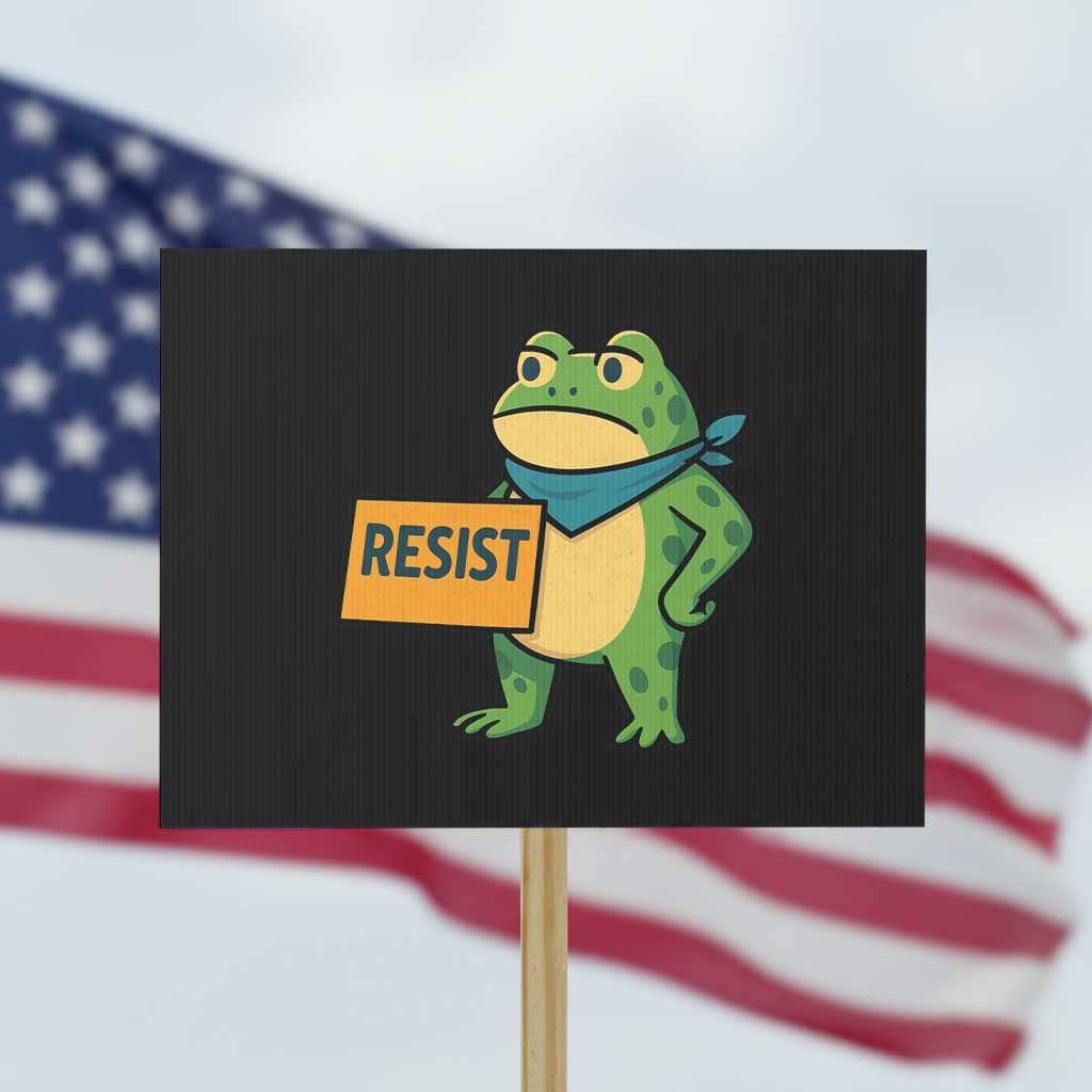 Retro Frog Resist Protest Sign Free Portland Oregon Funny Cartoon Graphic - Wonder Print Shop