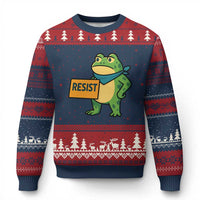 Retro Frog Resist Ugly Christmas Sweater Free Portland Oregon Funny Cartoon Graphic - Wonder Print Shop