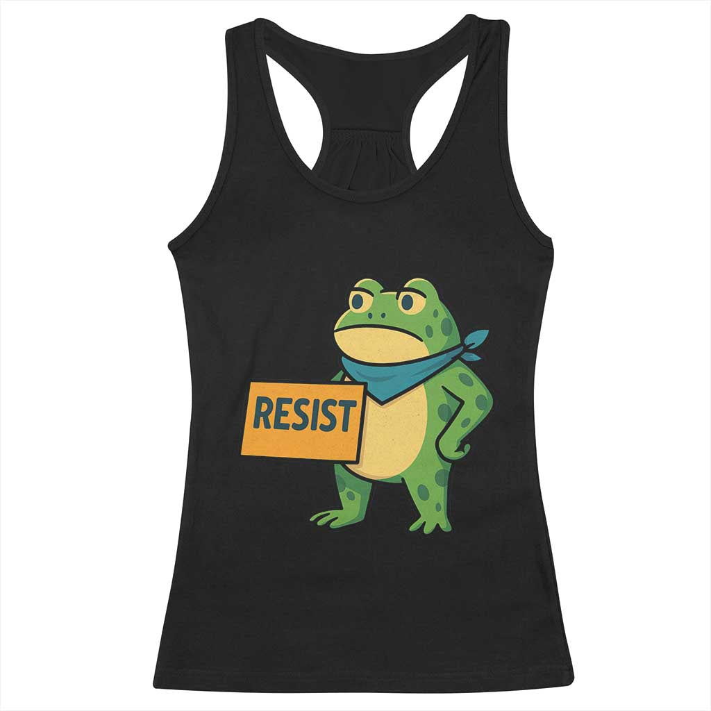 Retro Frog Resist Racerback Tank Top Free Portland Oregon Funny Cartoon Graphic - Wonder Print Shop