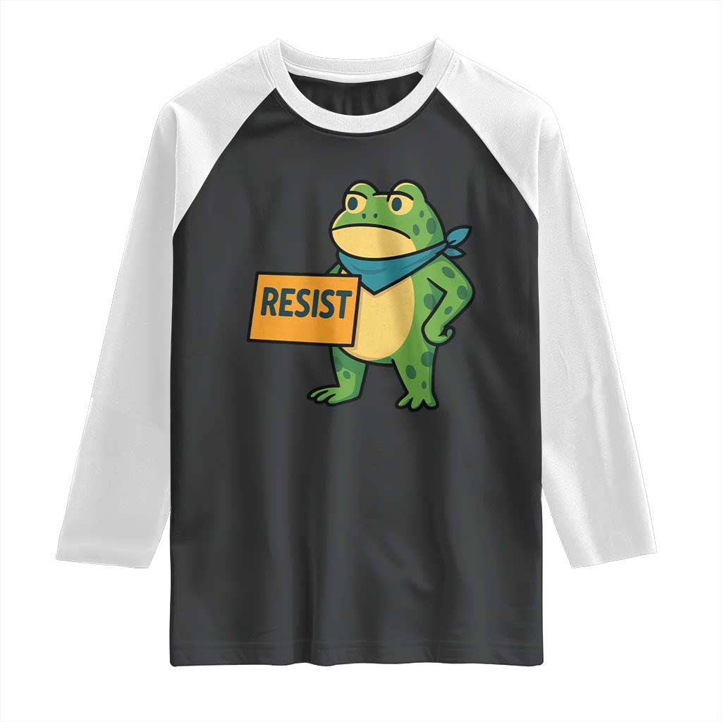Retro Frog Resist Raglan Shirt Free Portland Oregon Funny Cartoon Graphic - Wonder Print Shop