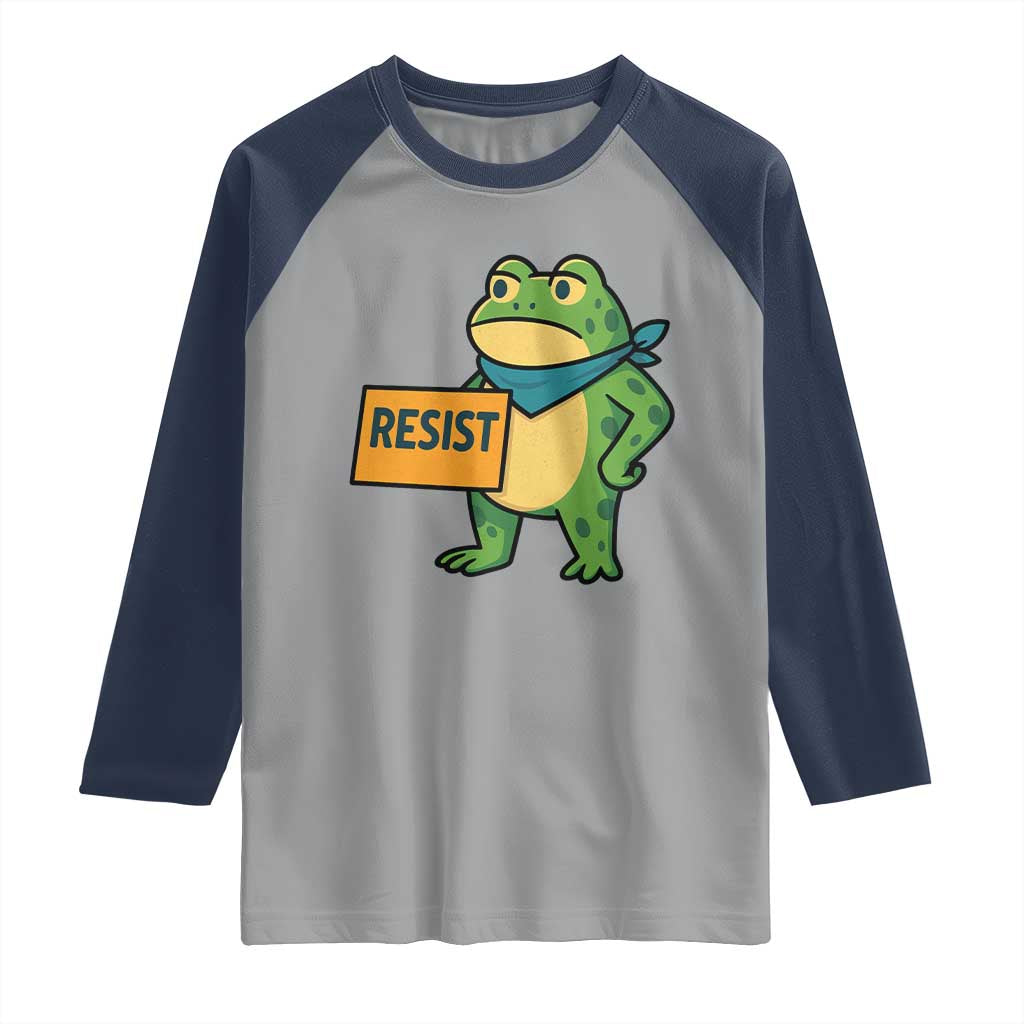 Retro Frog Resist Raglan Shirt Free Portland Oregon Funny Cartoon Graphic - Wonder Print Shop