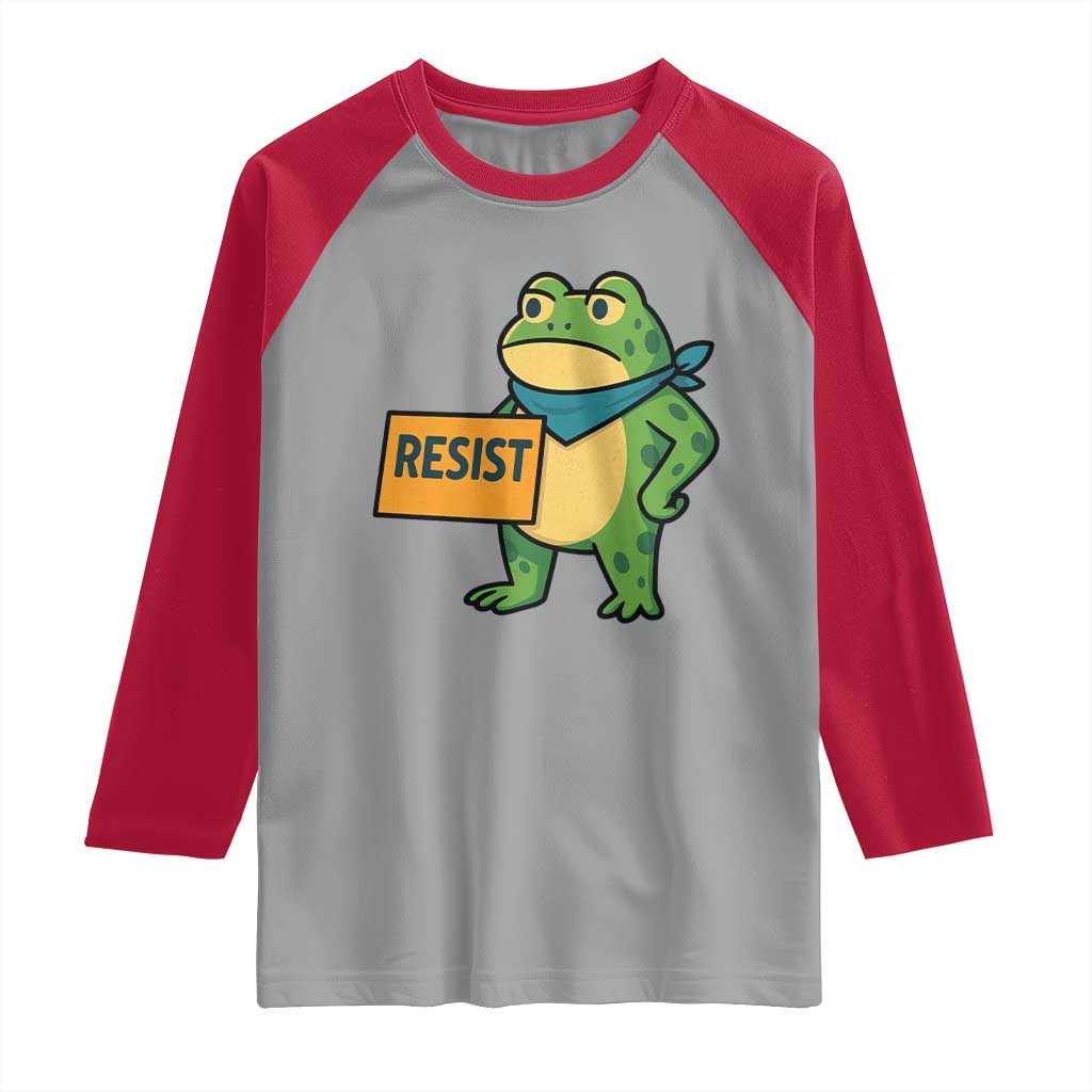 Retro Frog Resist Raglan Shirt Free Portland Oregon Funny Cartoon Graphic - Wonder Print Shop