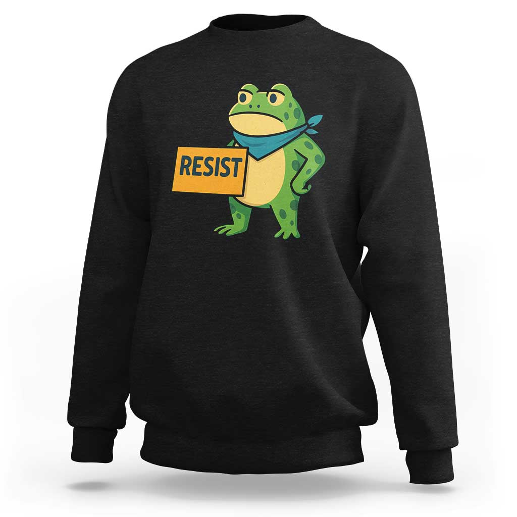 Retro Frog Resist Sweatshirt Free Portland Oregon Funny Cartoon Graphic - Wonder Print Shop
