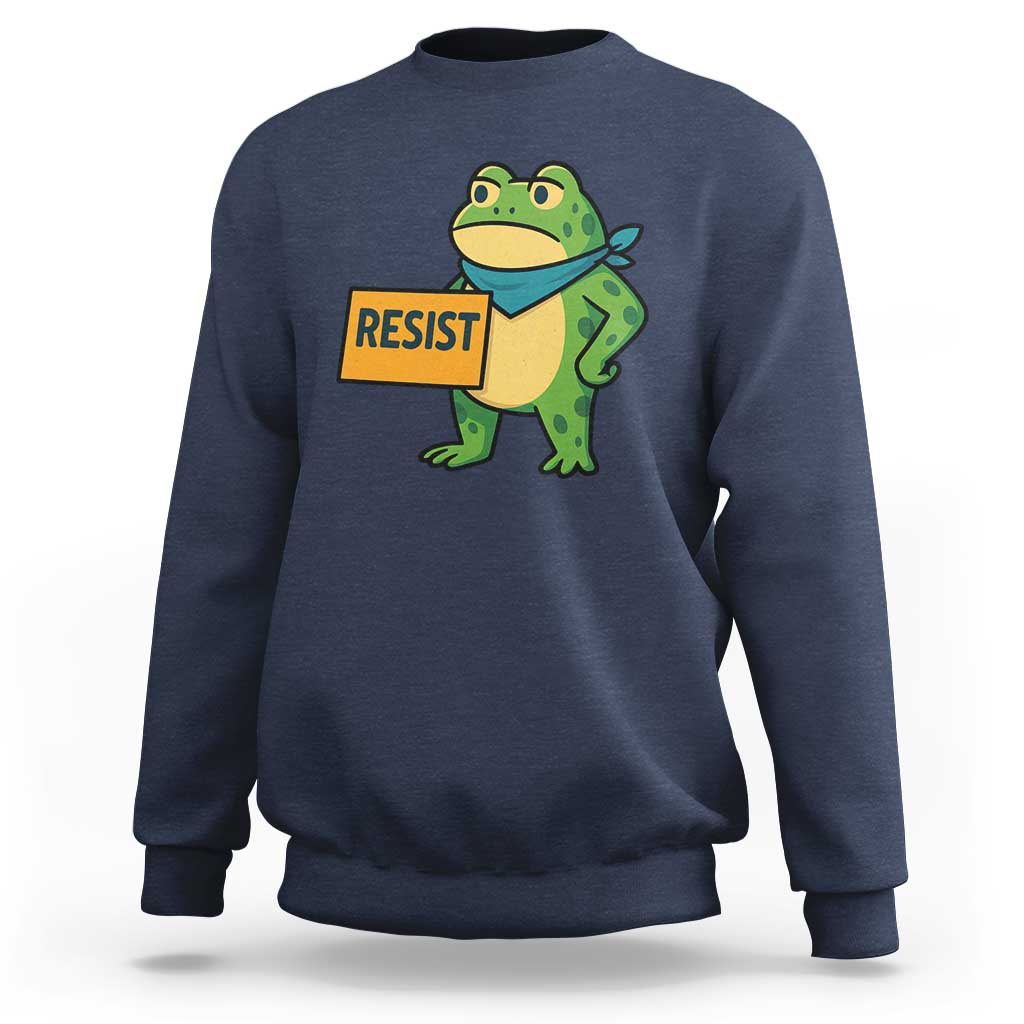 Retro Frog Resist Sweatshirt Free Portland Oregon Funny Cartoon Graphic - Wonder Print Shop