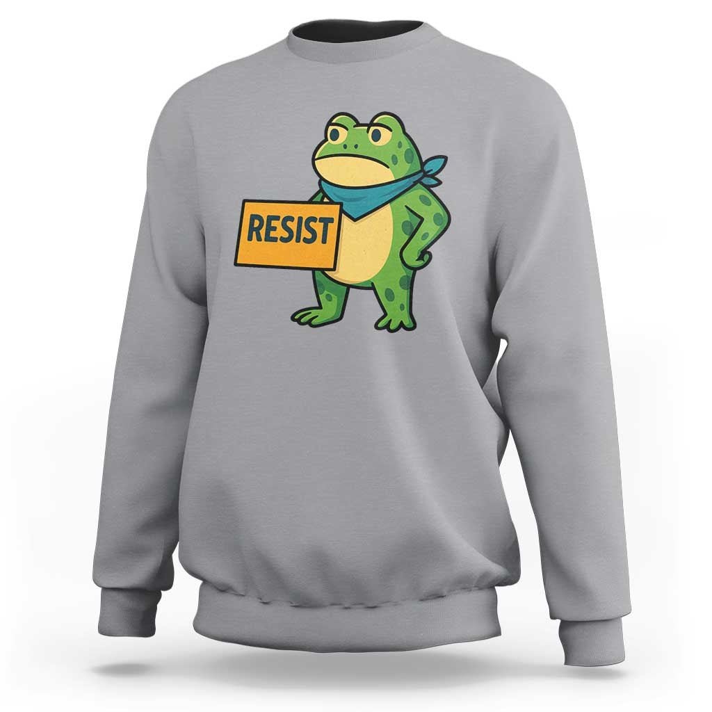 Retro Frog Resist Sweatshirt Free Portland Oregon Funny Cartoon Graphic - Wonder Print Shop