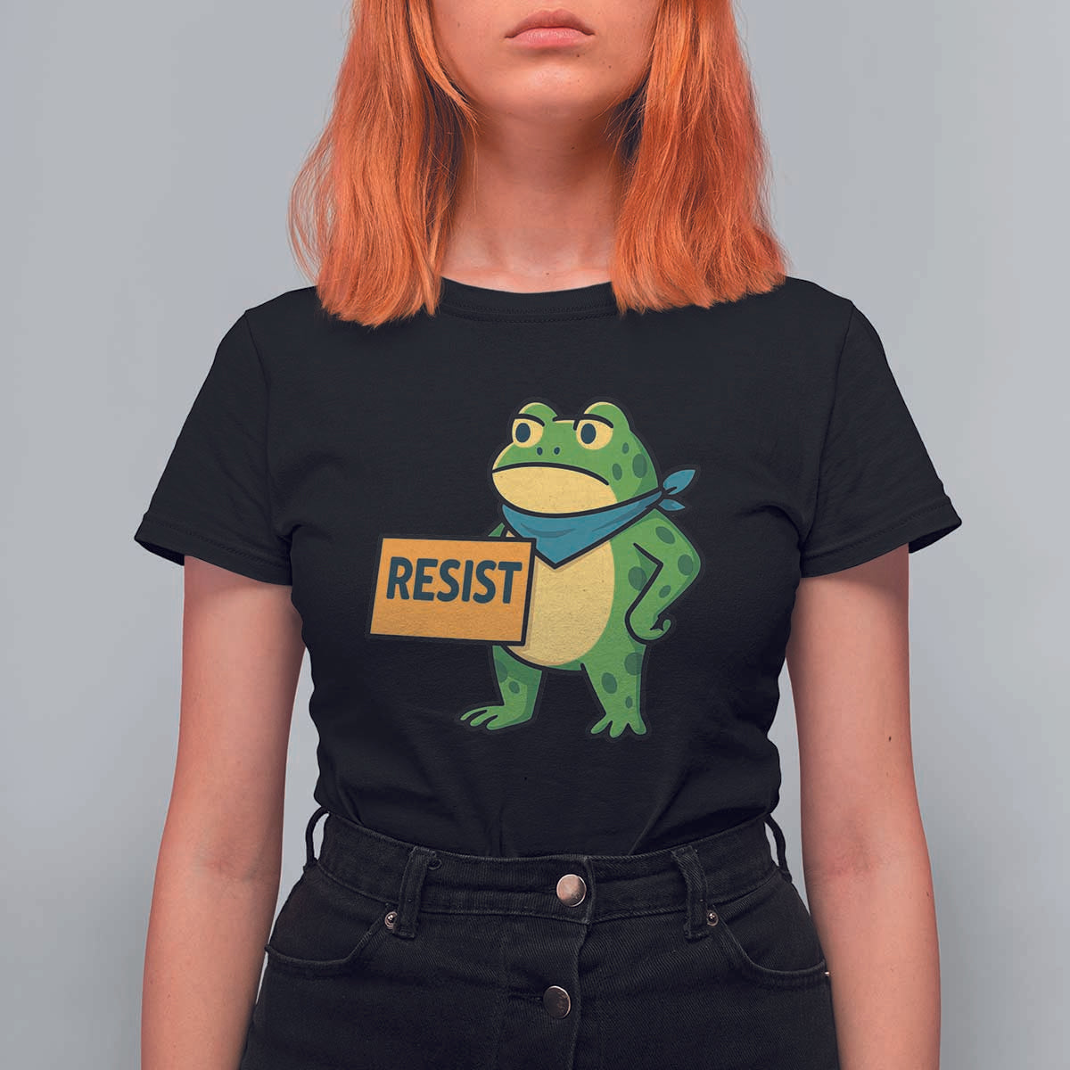 Retro Frog Resist T Shirt For Women Free Portland Oregon Funny Cartoon Graphic - Wonder Print Shop