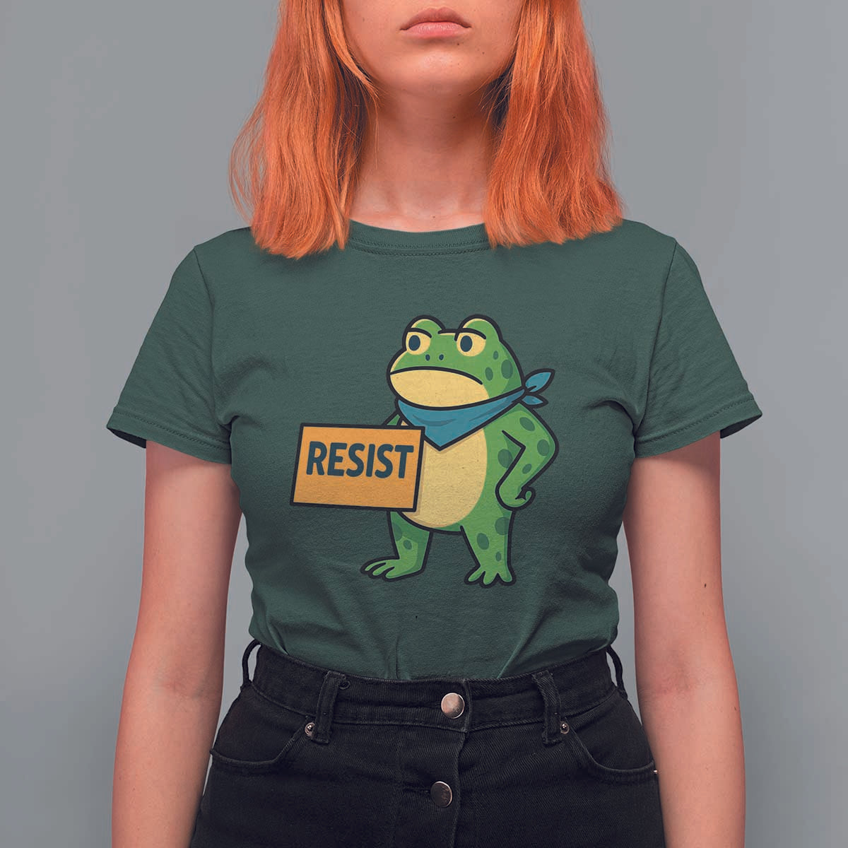 Retro Frog Resist T Shirt For Women Free Portland Oregon Funny Cartoon Graphic - Wonder Print Shop