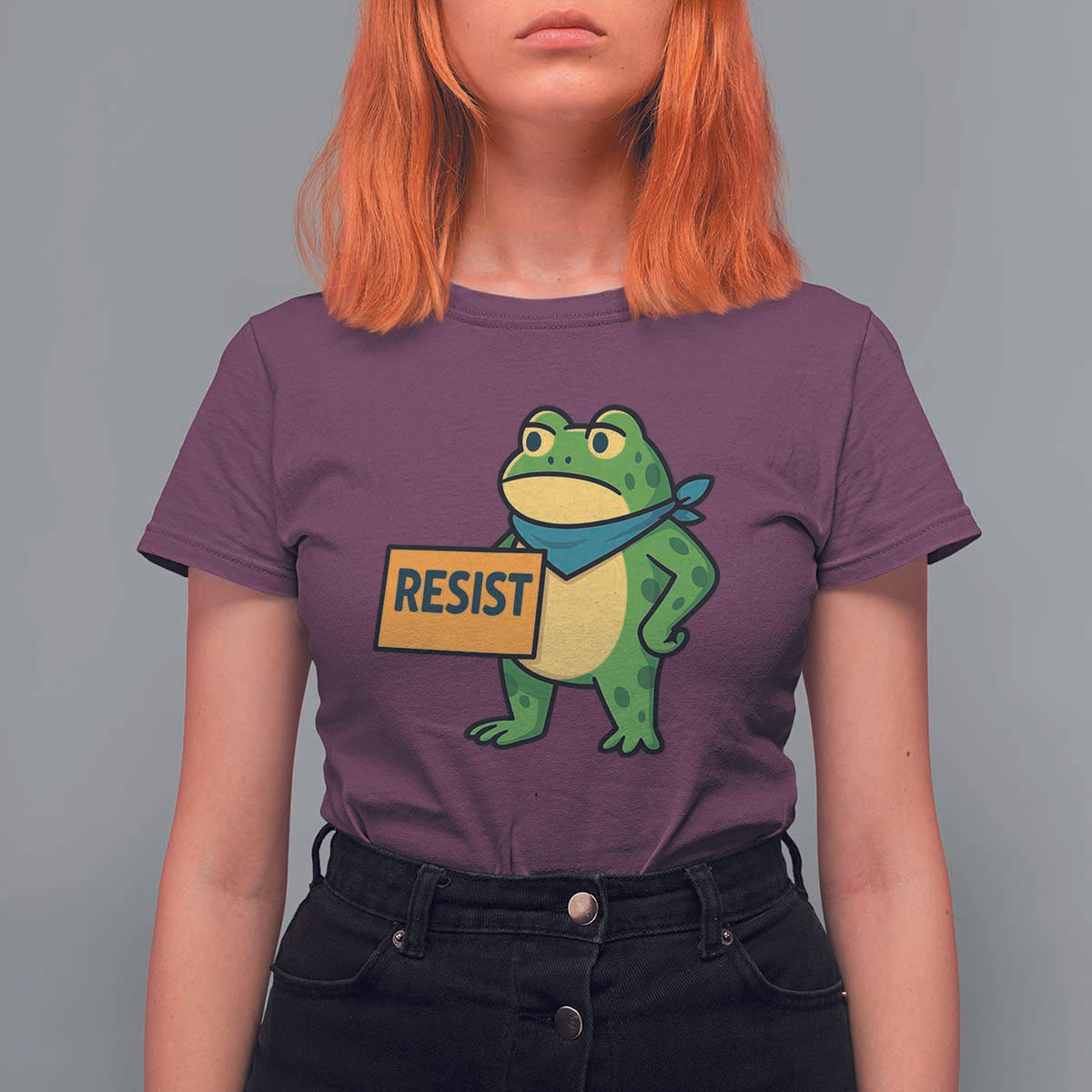 Retro Frog Resist T Shirt For Women Free Portland Oregon Funny Cartoon Graphic - Wonder Print Shop