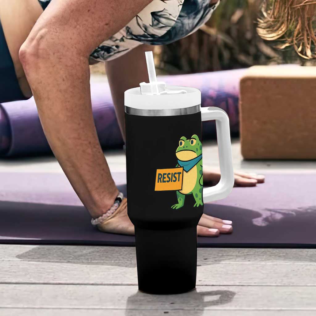 Retro Frog Resist Tumbler With Handle Free Portland Oregon Funny Cartoon Graphic - Wonder Print Shop