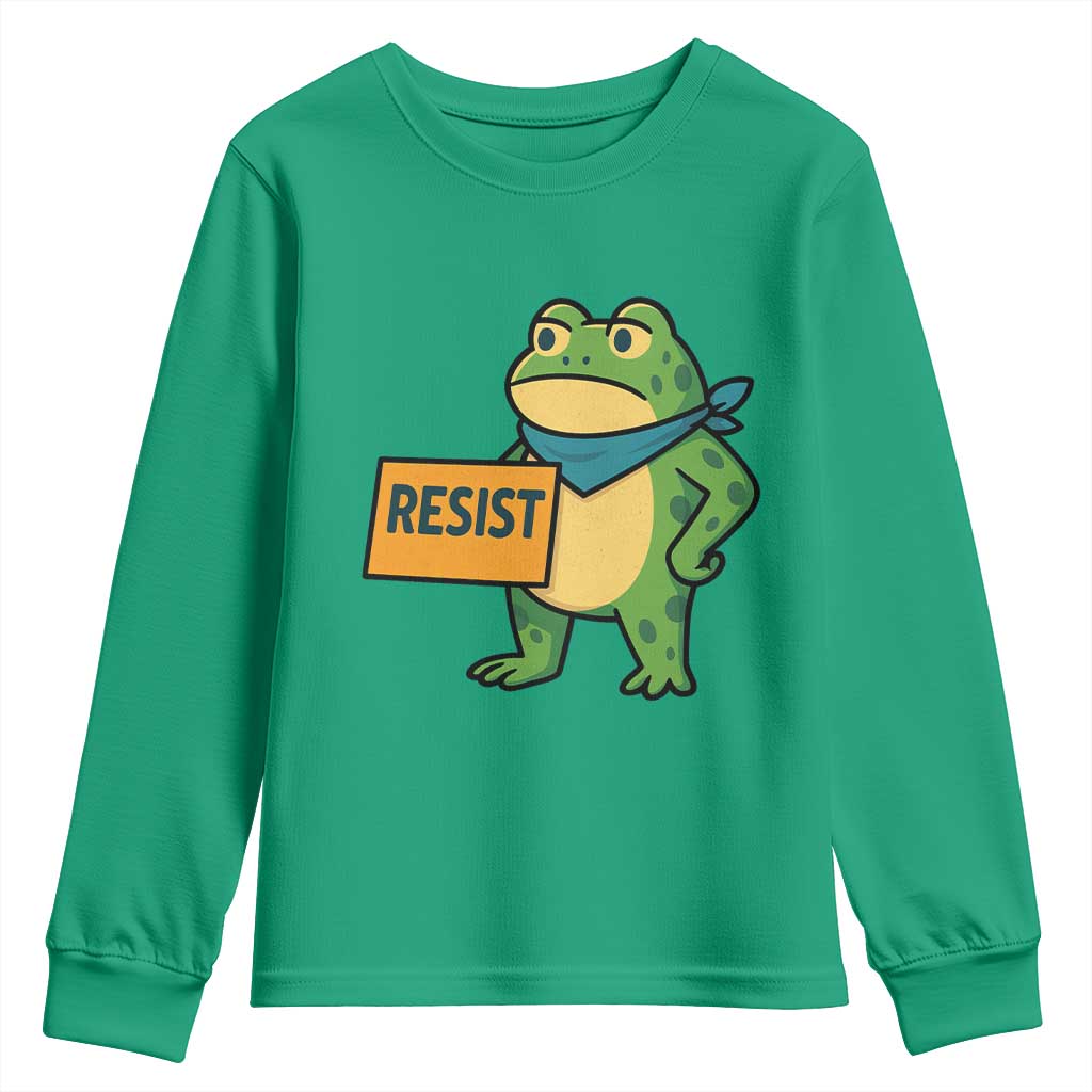 Retro Frog Resist Youth Sweatshirt Free Portland Oregon Funny Cartoon Graphic - Wonder Print Shop