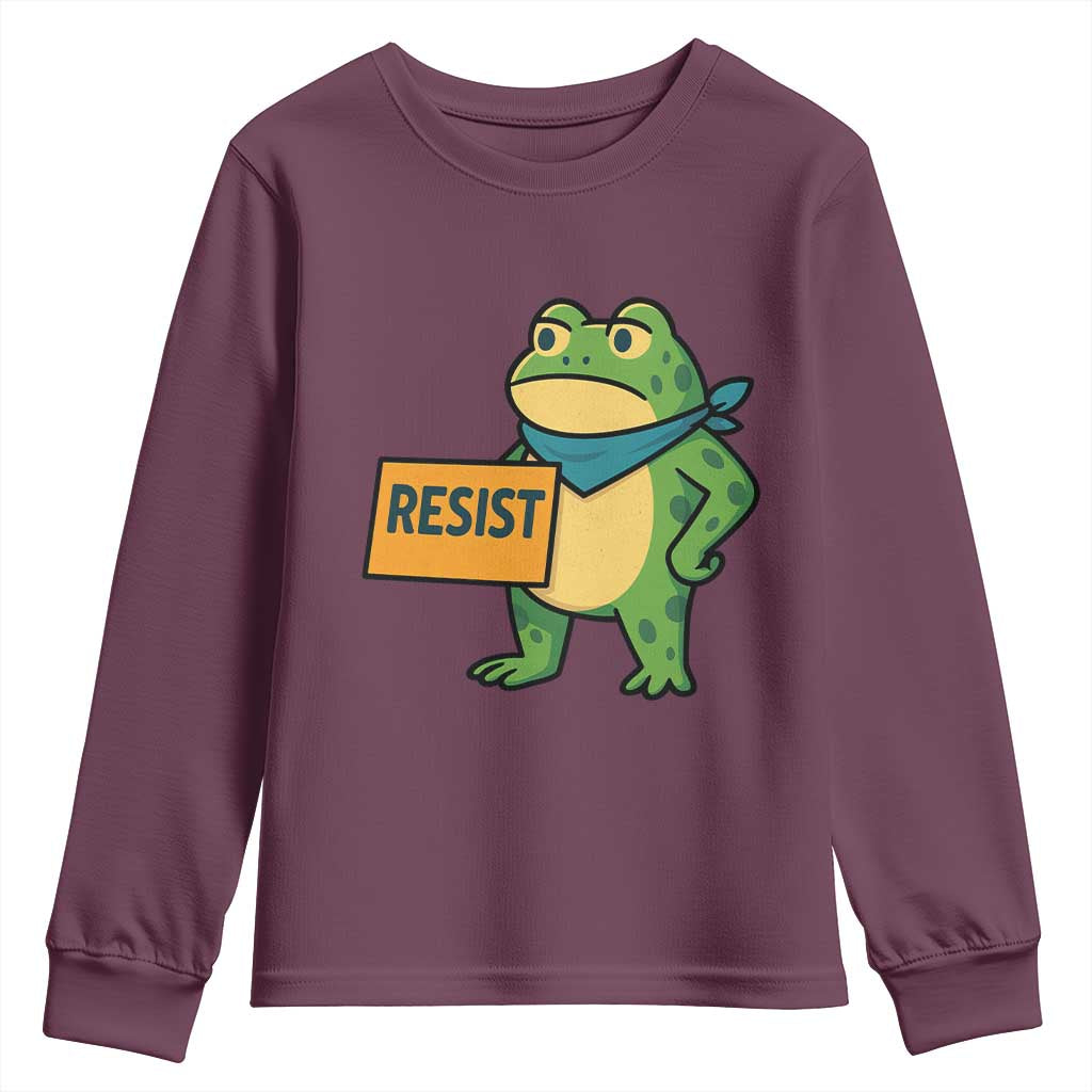Retro Frog Resist Youth Sweatshirt Free Portland Oregon Funny Cartoon Graphic - Wonder Print Shop
