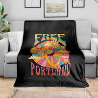 Retro Free Portland Patriotic Throw Blanket Oregon Freedom Trippy 70s Mushroom Graphic - Wonder Print Shop