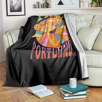 Retro Free Portland Patriotic Throw Blanket Oregon Freedom Trippy 70s Mushroom Graphic - Wonder Print Shop