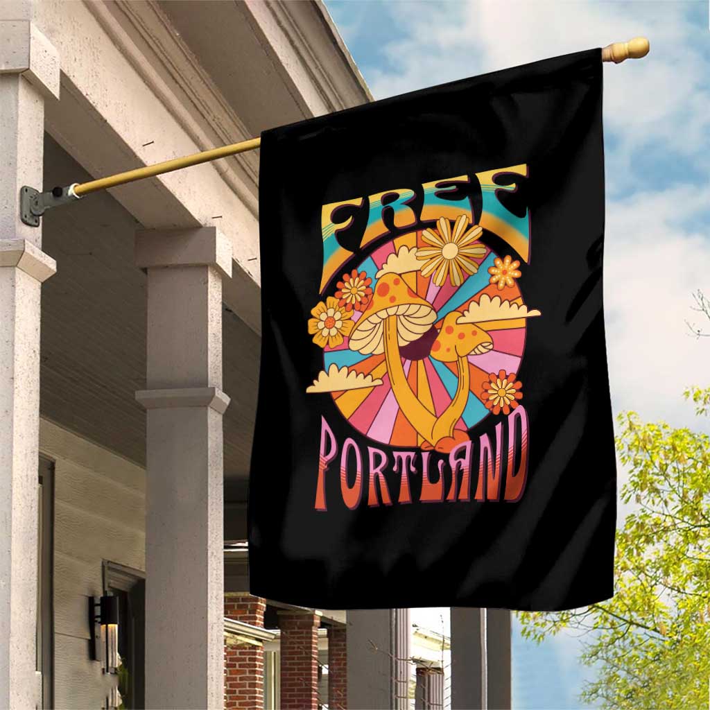 Retro Free Portland Patriotic Garden Flag Oregon Freedom Trippy 70s Mushroom Graphic - Wonder Print Shop