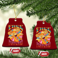 Retro Free Portland Patriotic Ceramic Ornament Oregon Freedom Trippy 70s Mushroom Graphic - Wonder Print Shop