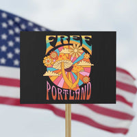 Retro Free Portland Patriotic Protest Sign Oregon Freedom Trippy 70s Mushroom Graphic - Wonder Print Shop