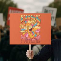 Retro Free Portland Patriotic Protest Sign Oregon Freedom Trippy 70s Mushroom Graphic - Wonder Print Shop