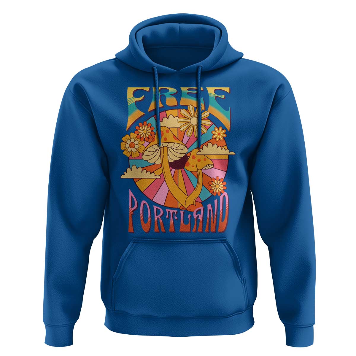 Retro Free Portland Patriotic Hoodie Oregon Freedom Trippy 70s Mushroom Graphic - Wonder Print Shop