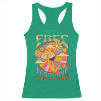 Retro Free Portland Patriotic Racerback Tank Top Oregon Freedom Trippy 70s Mushroom Graphic - Wonder Print Shop
