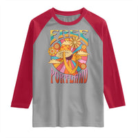 Retro Free Portland Patriotic Raglan Shirt Oregon Freedom Trippy 70s Mushroom Graphic - Wonder Print Shop