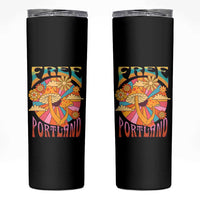Retro Free Portland Patriotic Skinny Tumbler Oregon Freedom Trippy 70s Mushroom Graphic - Wonder Print Shop