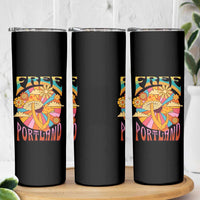 Retro Free Portland Patriotic Skinny Tumbler Oregon Freedom Trippy 70s Mushroom Graphic - Wonder Print Shop