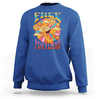 Retro Free Portland Patriotic Sweatshirt Oregon Freedom Trippy 70s Mushroom Graphic - Wonder Print Shop