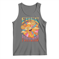 Retro Free Portland Patriotic Tank Top Oregon Freedom Trippy 70s Mushroom Graphic - Wonder Print Shop