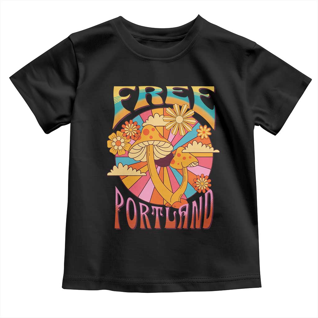 Retro Free Portland Patriotic Toddler T Shirt Oregon Freedom Trippy 70s Mushroom Graphic - Wonder Print Shop