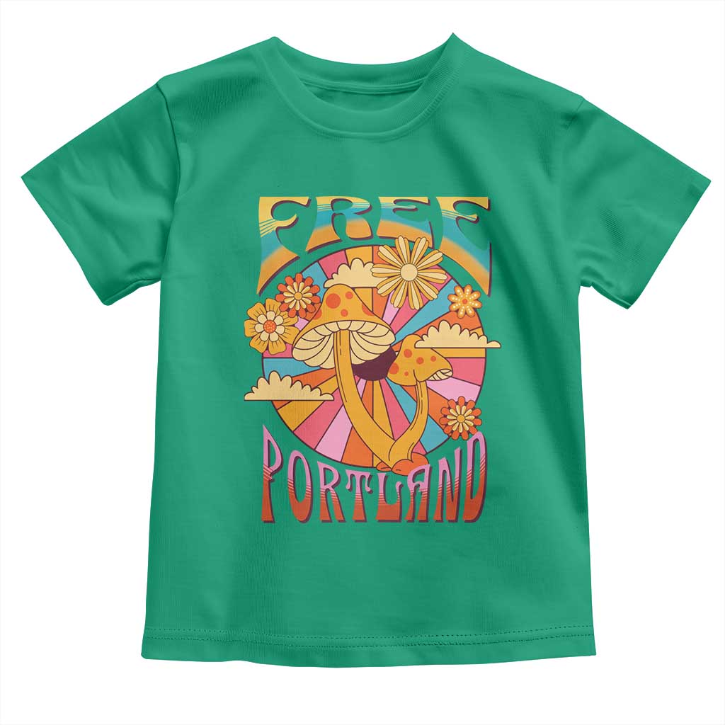Retro Free Portland Patriotic Toddler T Shirt Oregon Freedom Trippy 70s Mushroom Graphic - Wonder Print Shop