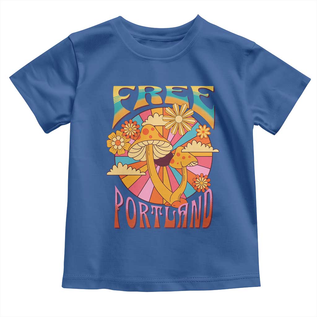 Retro Free Portland Patriotic Toddler T Shirt Oregon Freedom Trippy 70s Mushroom Graphic - Wonder Print Shop