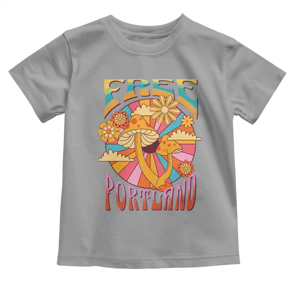 Retro Free Portland Patriotic Toddler T Shirt Oregon Freedom Trippy 70s Mushroom Graphic - Wonder Print Shop