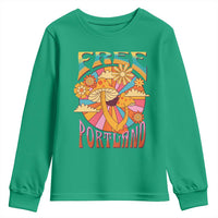 Retro Free Portland Patriotic Youth Sweatshirt Oregon Freedom Trippy 70s Mushroom Graphic - Wonder Print Shop