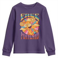 Retro Free Portland Patriotic Youth Sweatshirt Oregon Freedom Trippy 70s Mushroom Graphic - Wonder Print Shop