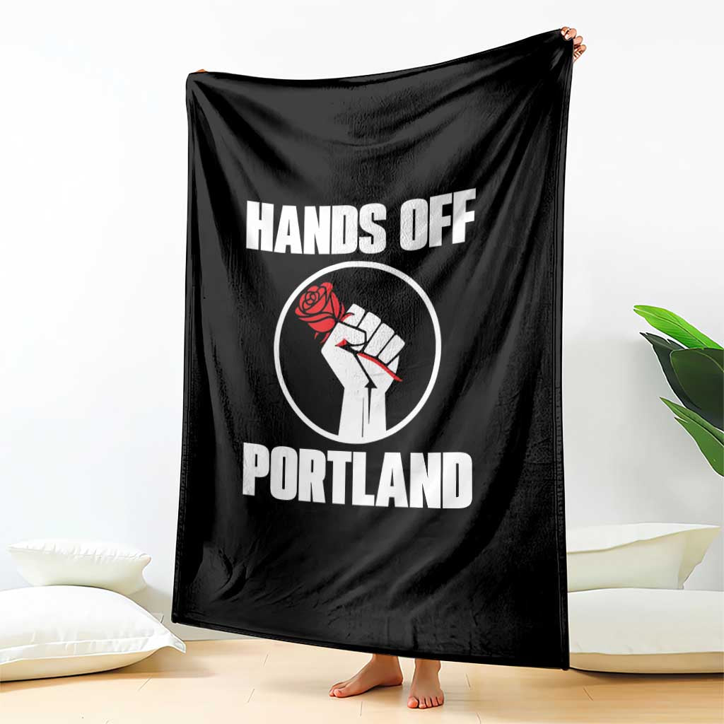 Hands Off Portland Throw Blanket Rose Fist Oregon Freedom Fighter - Wonder Print Shop