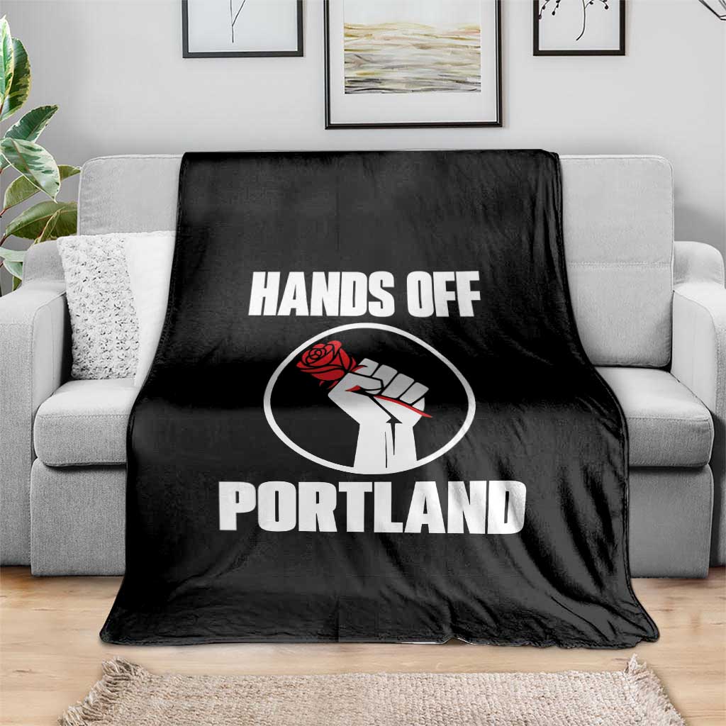 Hands Off Portland Throw Blanket Rose Fist Oregon Freedom Fighter - Wonder Print Shop