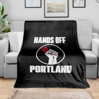 Hands Off Portland Throw Blanket Rose Fist Oregon Freedom Fighter - Wonder Print Shop