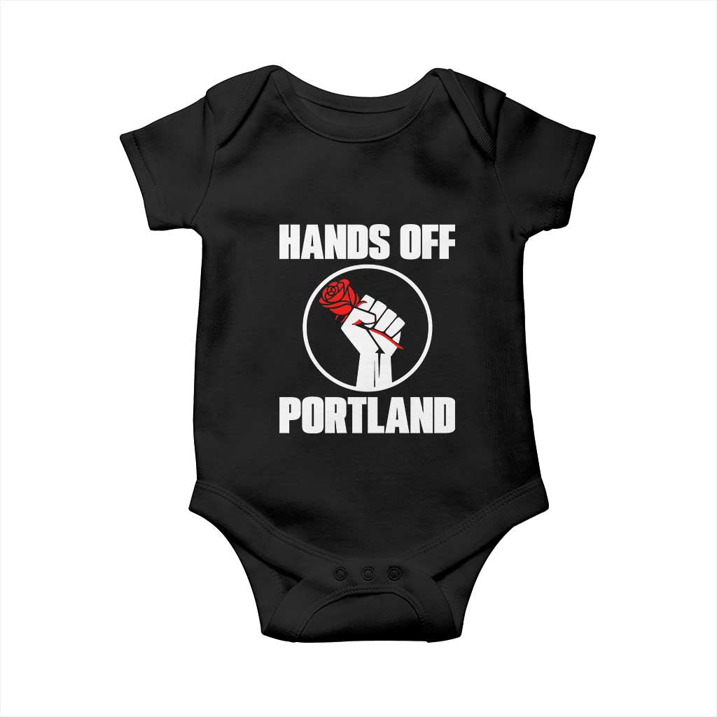 Hands Off Portland Baby Onesie Rose Fist Oregon Freedom Fighter - Wonder Print Shop