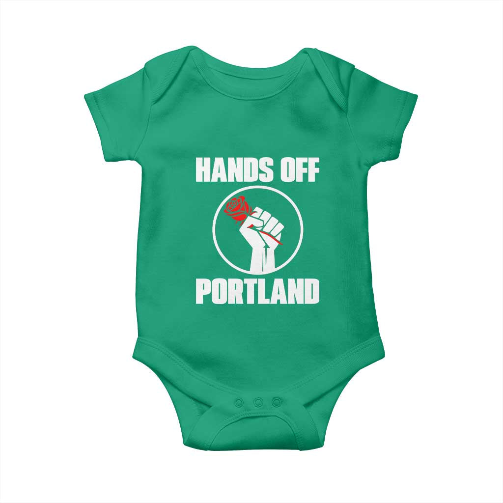 Hands Off Portland Baby Onesie Rose Fist Oregon Freedom Fighter - Wonder Print Shop