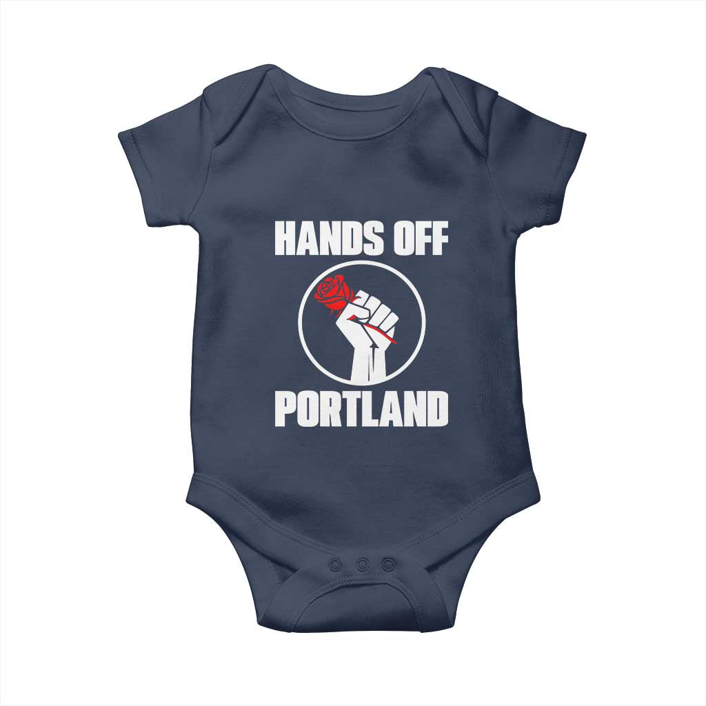 Hands Off Portland Baby Onesie Rose Fist Oregon Freedom Fighter - Wonder Print Shop
