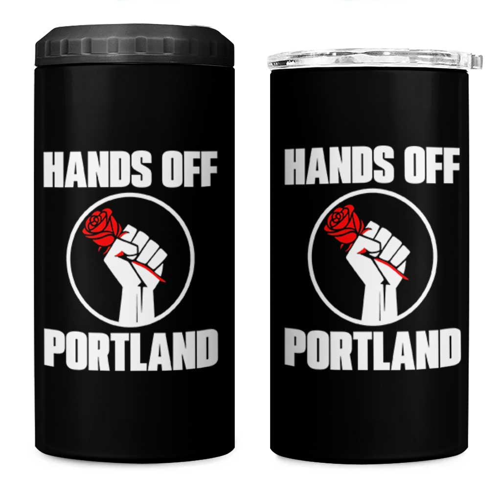 Hands Off Portland 4 in 1 Can Cooler Tumbler Rose Fist Oregon Freedom Fighter - Wonder Print Shop