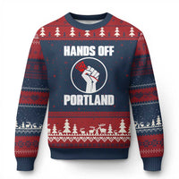 Hands Off Portland Ugly Christmas Sweater Rose Fist Oregon Freedom Fighter - Wonder Print Shop