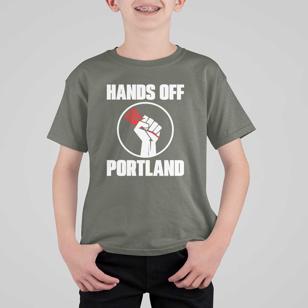 Hands Off Portland T Shirt For Kid Rose Fist Oregon Freedom Fighter - Wonder Print Shop