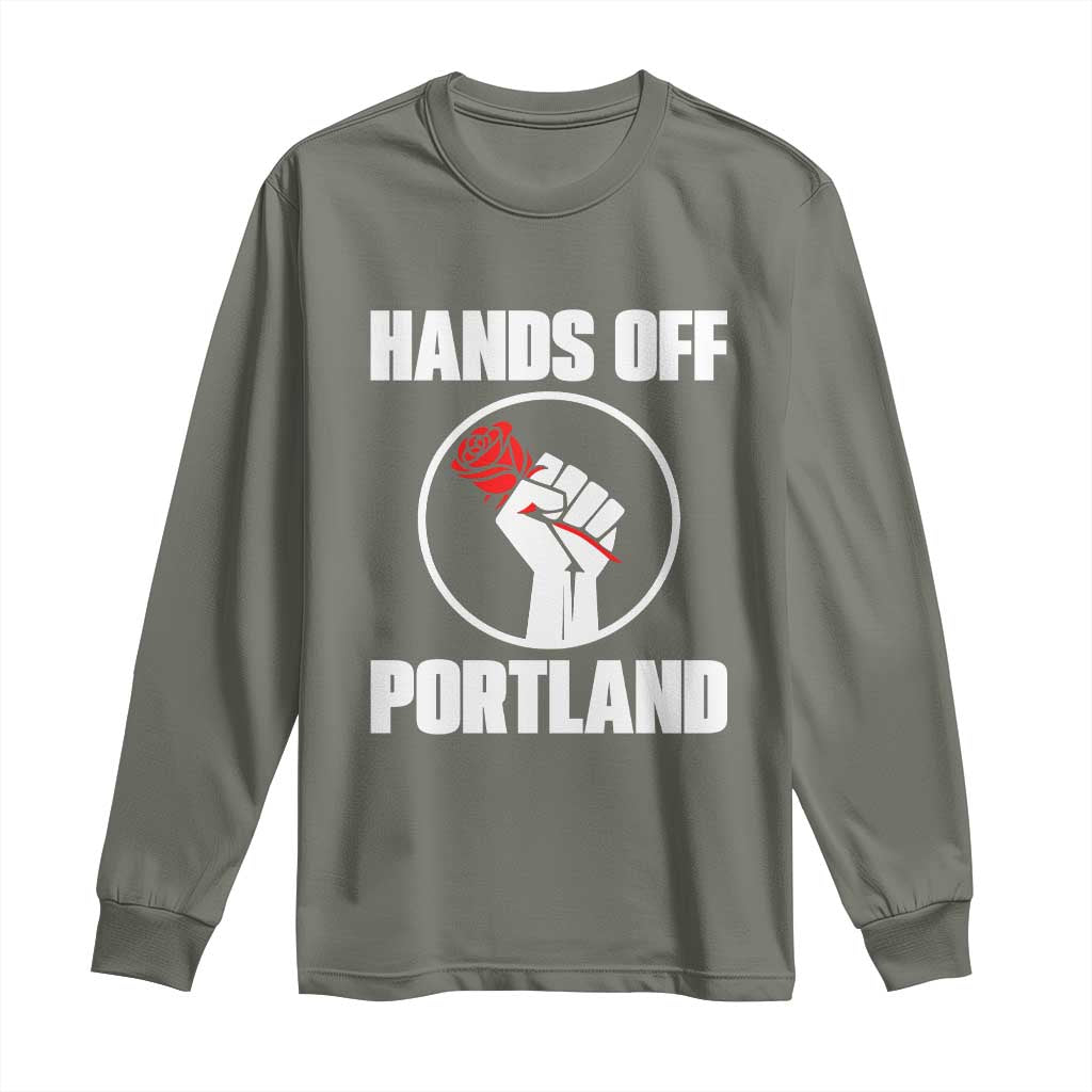 Hands Off Portland Long Sleeve Shirt Rose Fist Oregon Freedom Fighter - Wonder Print Shop