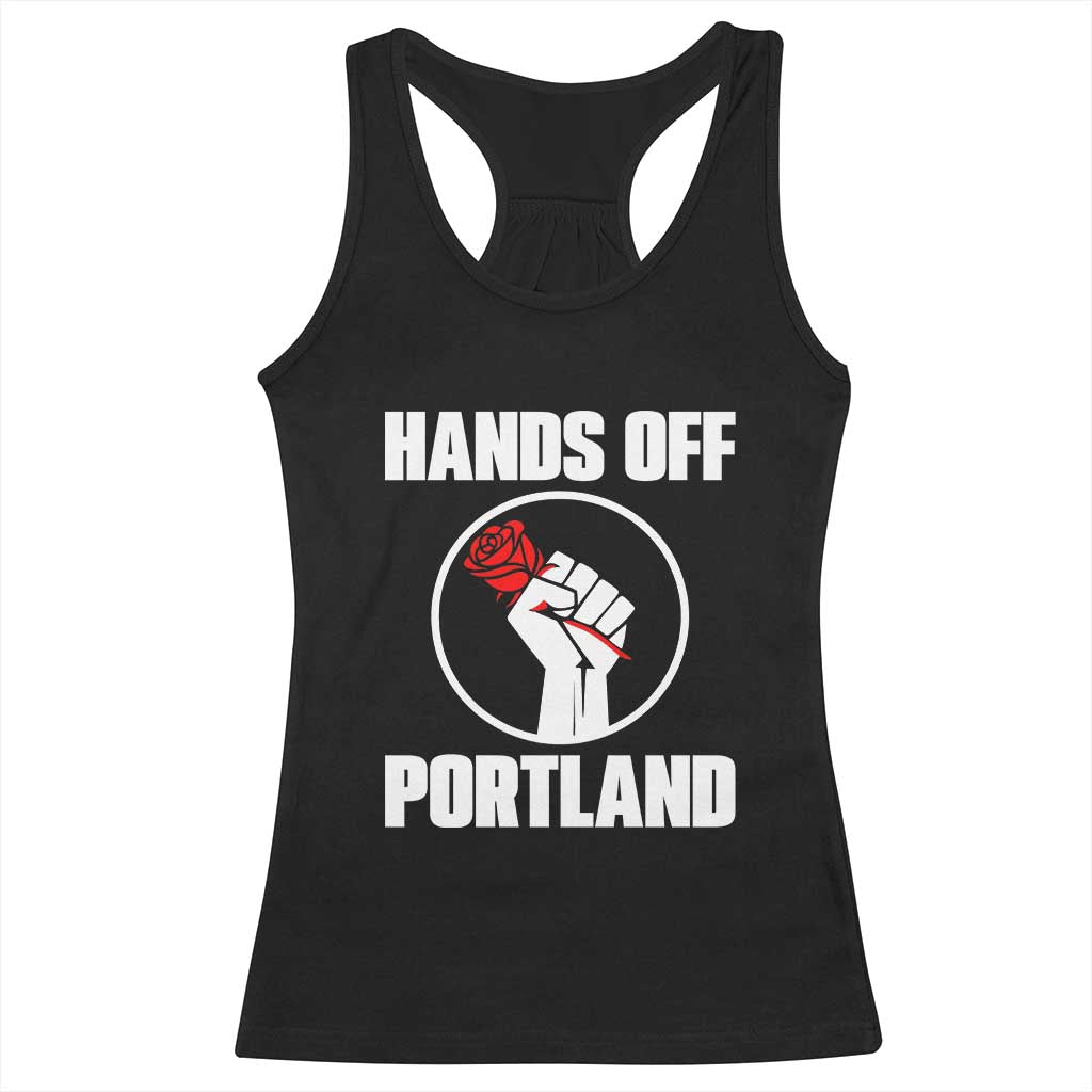 Hands Off Portland Racerback Tank Top Rose Fist Oregon Freedom Fighter - Wonder Print Shop