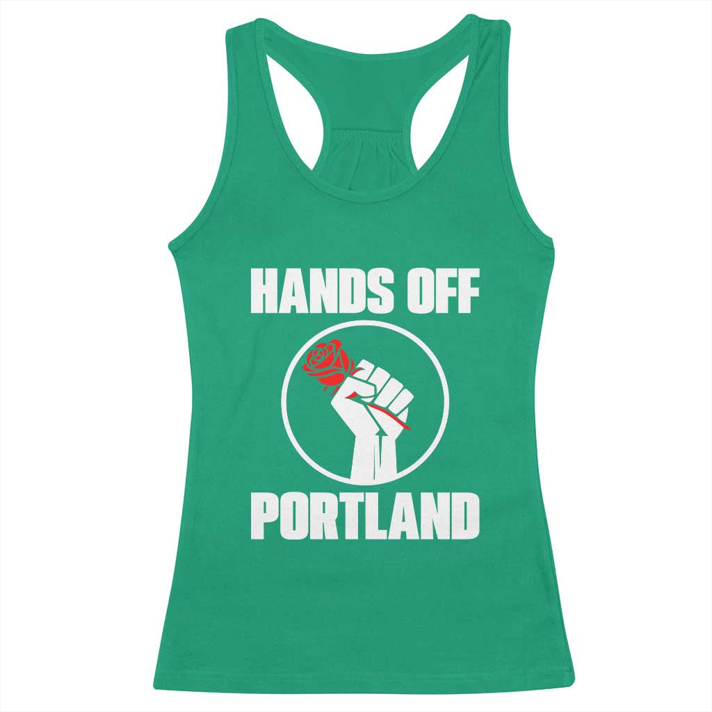 Hands Off Portland Racerback Tank Top Rose Fist Oregon Freedom Fighter - Wonder Print Shop