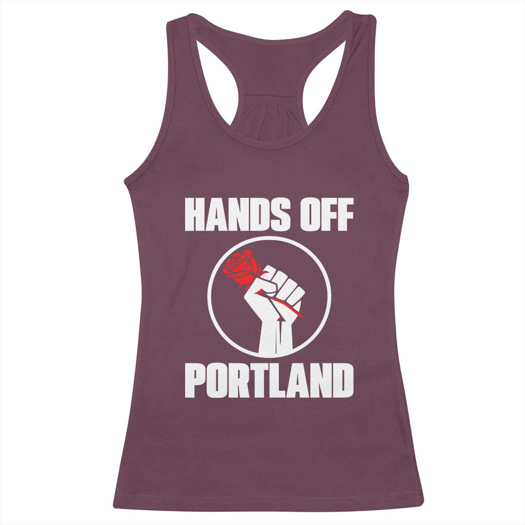 Hands Off Portland Racerback Tank Top Rose Fist Oregon Freedom Fighter - Wonder Print Shop
