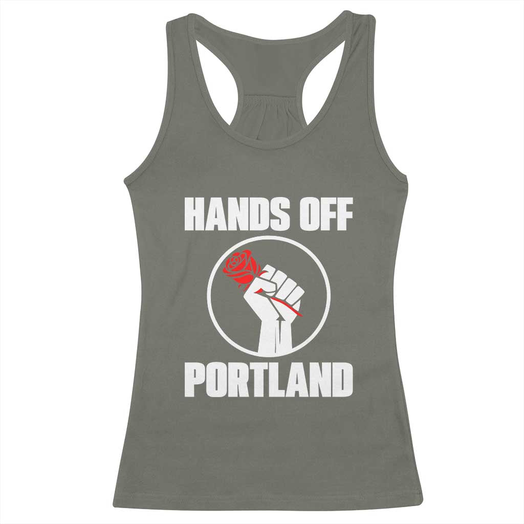 Hands Off Portland Racerback Tank Top Rose Fist Oregon Freedom Fighter - Wonder Print Shop
